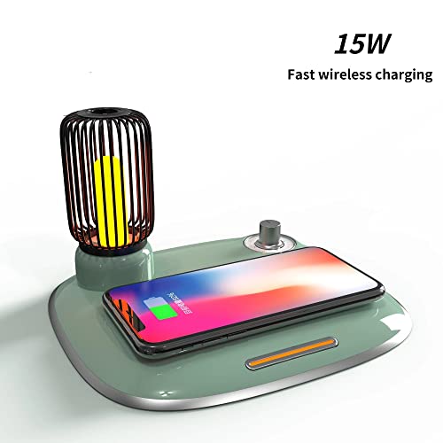 15W Qi Wireless Charging Lamp Night Light Table Lamp USB C Fast Wireless Charging Pad (Color : A)